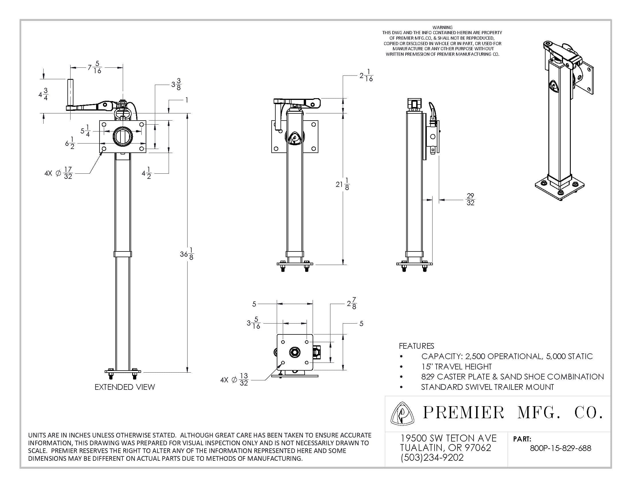 800 Utility Jack | Trailer Jacks | Premier Manufacturing